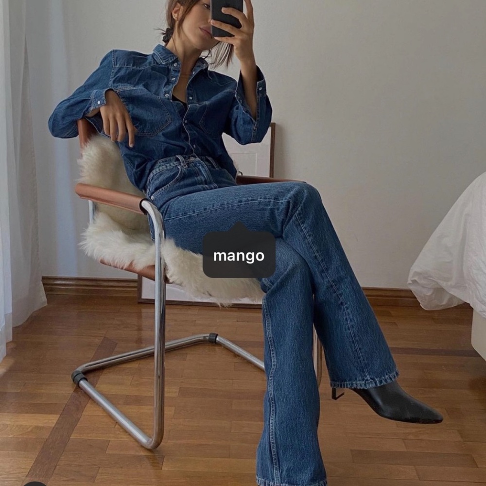 NWT Mango Western Denim Button-Up Shirt